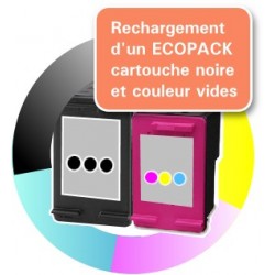 RECHARGEMENT ECOPACK 2 CARTOUCHES D'ENCRE Noir + tricolor Type HP 301xl